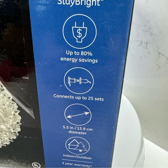 GE 5.5” Hanging Super Sphere Light Display with Twinkling Warm White LED Lights - Picture 2 of 10